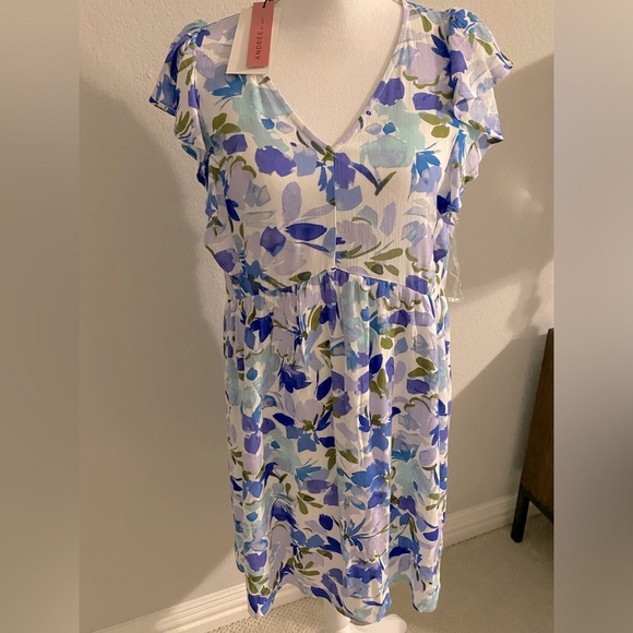 NWT- Andree By Unit Floral flutter sleeve babydoll dress- Size medium - Picture 1 of 8